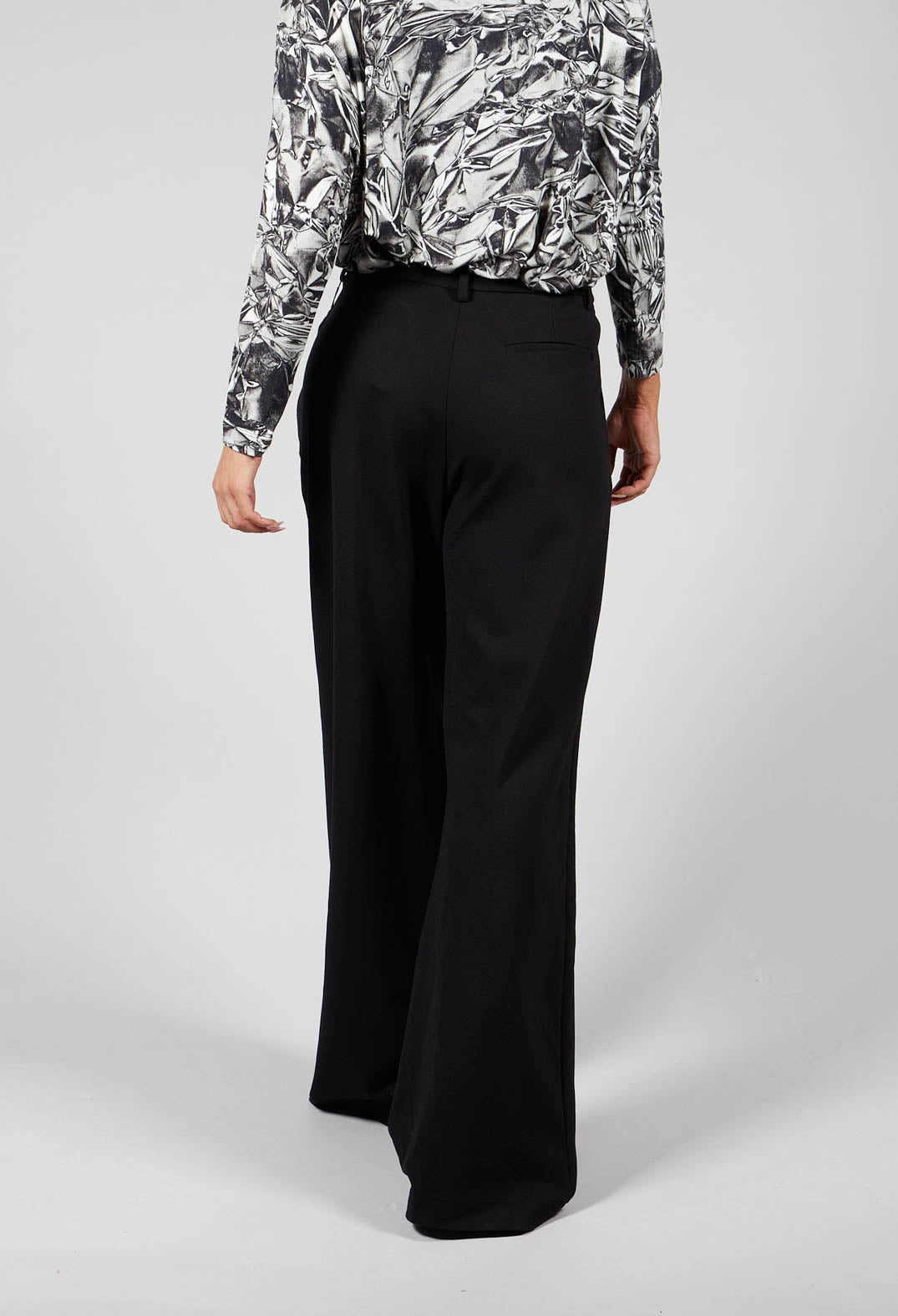 Wide Leg Pleated Trousers in Black