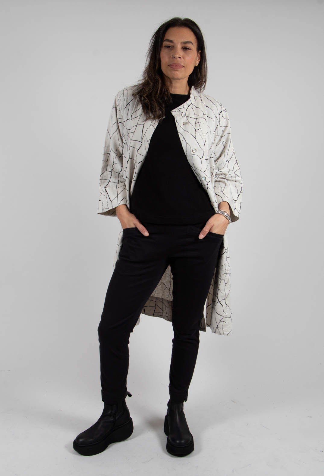 Shirt Dress with Print in White