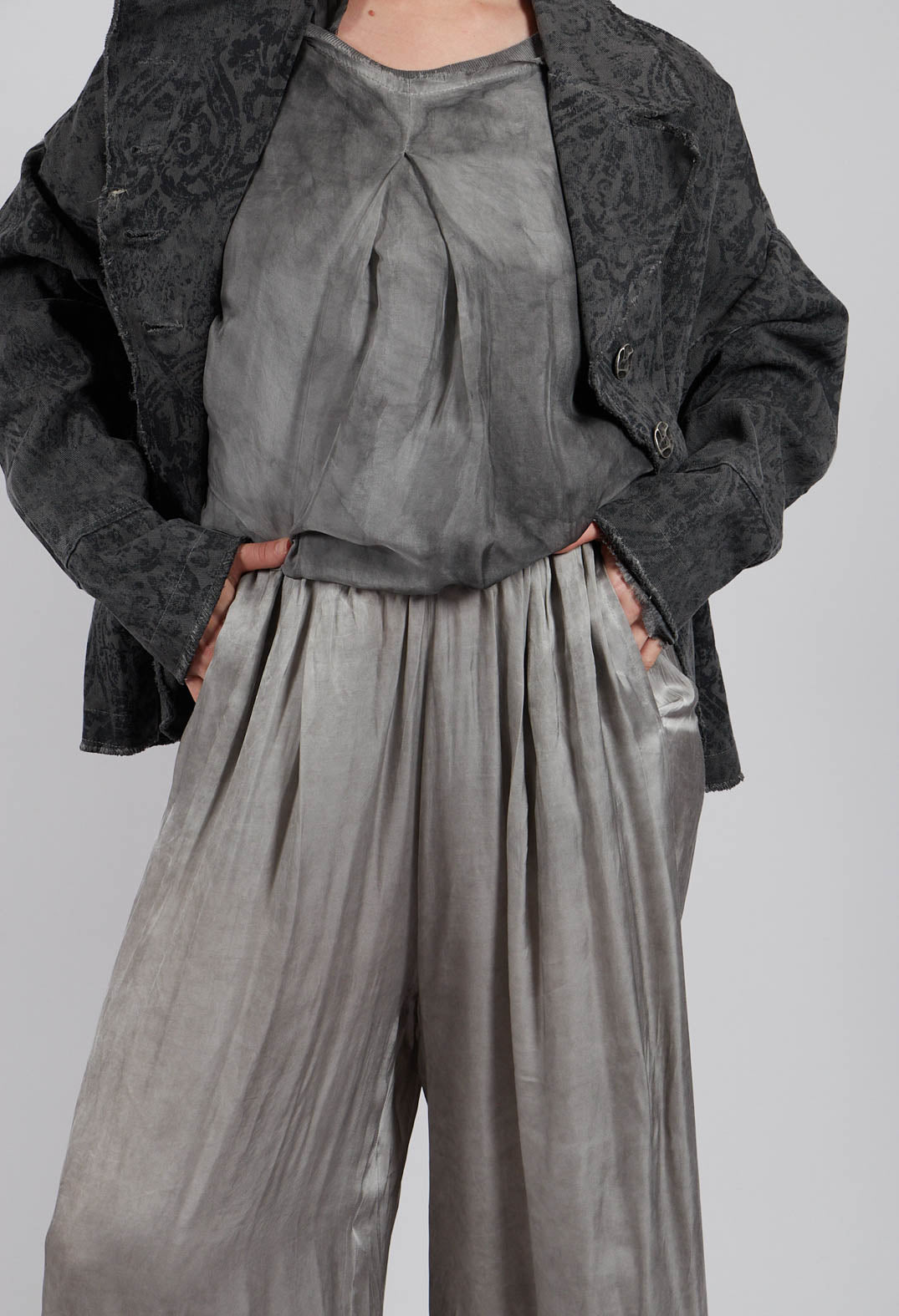 Palazzo Trousers in Plain Grey Shadow