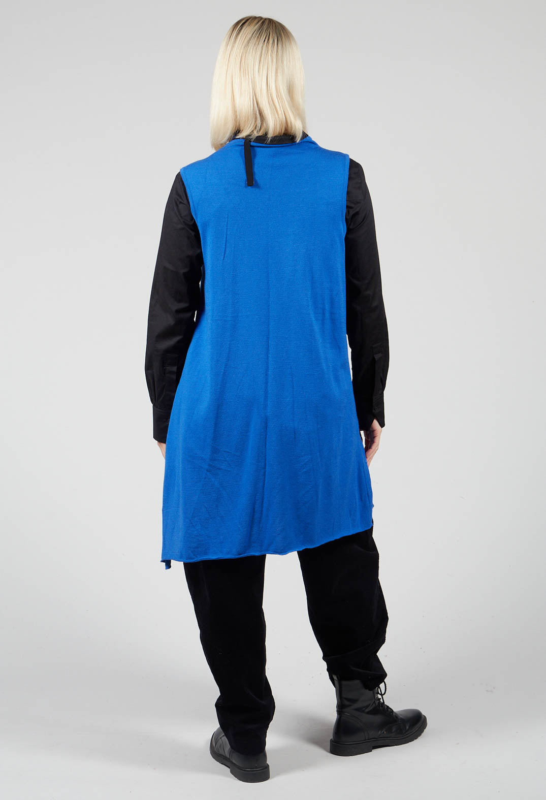 Sleeveless Top with Stand up Collar in Royal Blue