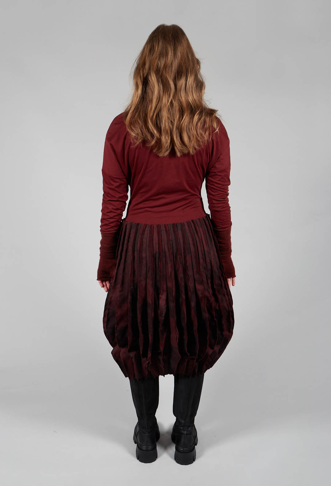 Pleated Skirt Dress in Rust Print