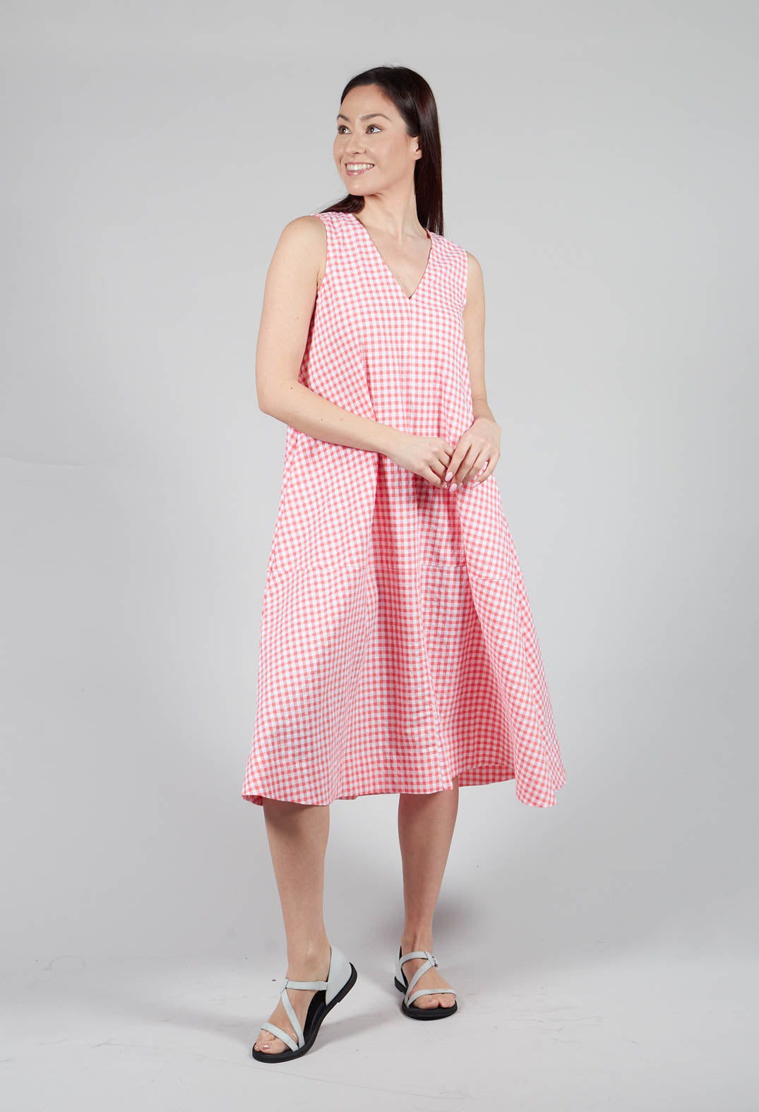 Milan Dress in Nectarine Medium Check