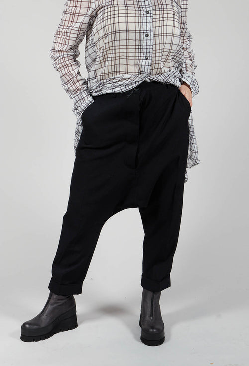 Tailored Drop Crotch Trousers in Black