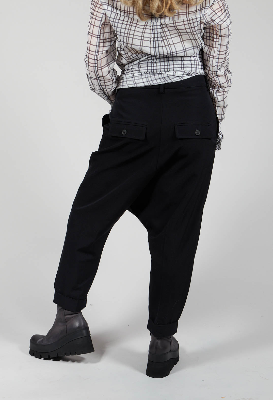 Tailored Drop Crotch Trousers in Black