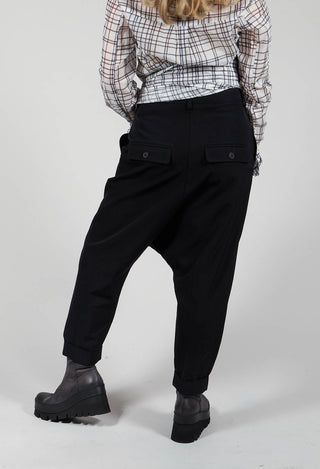 Tailored Drop Crotch Trousers in Black