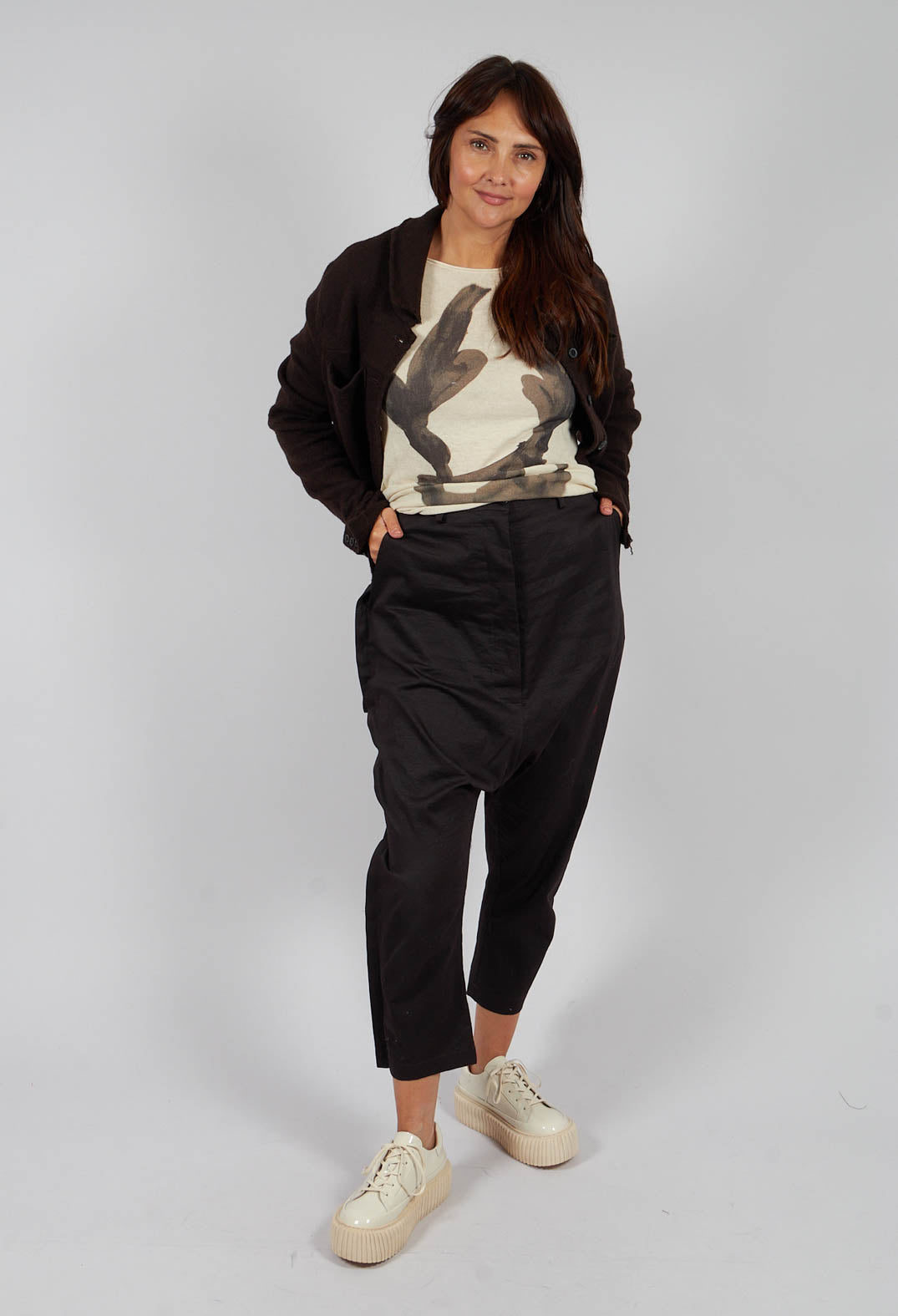 Relaxed Drop Crotch Trousers in Turf - 1160101