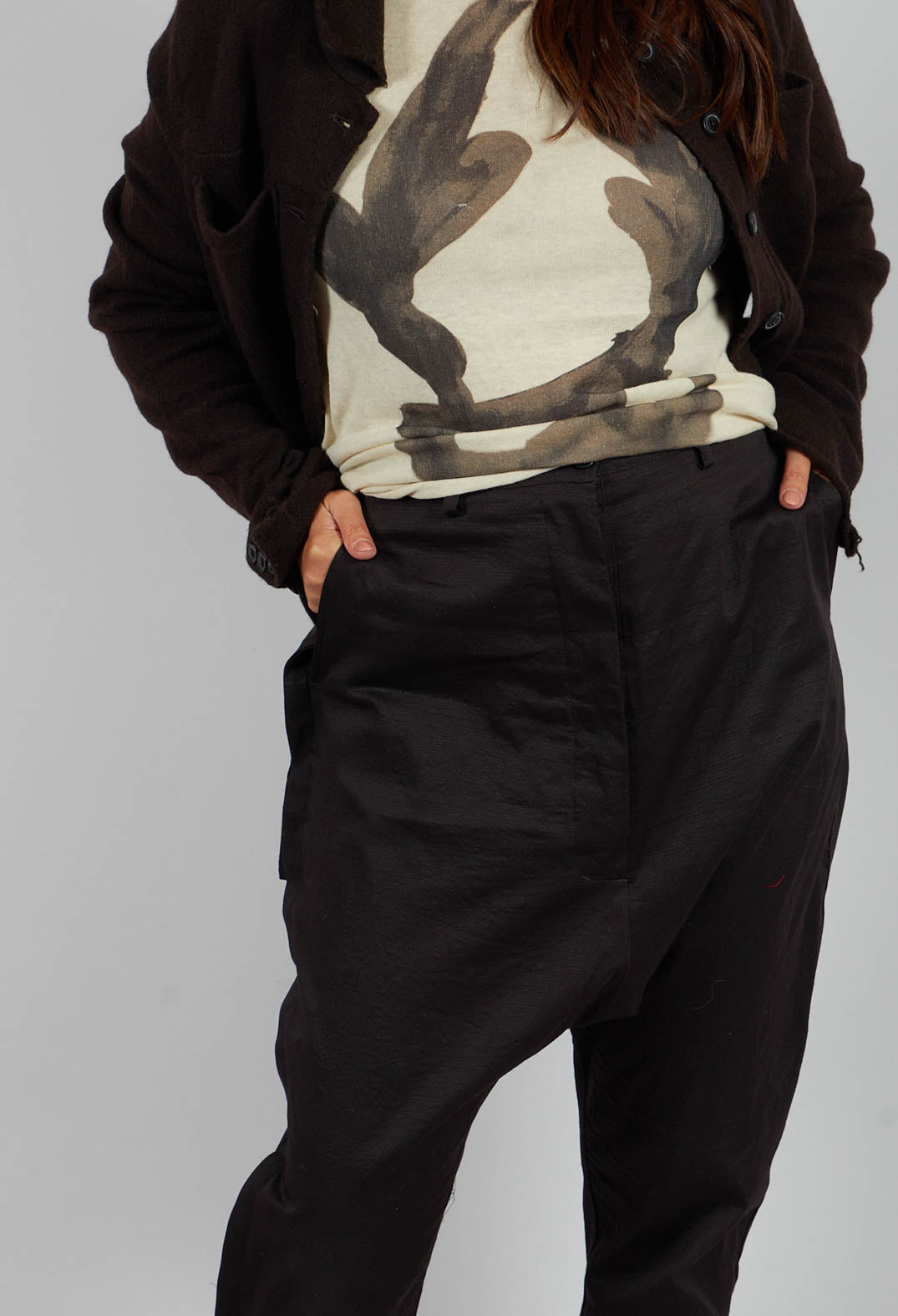 Relaxed Drop Crotch Trousers in Turf - 1160101