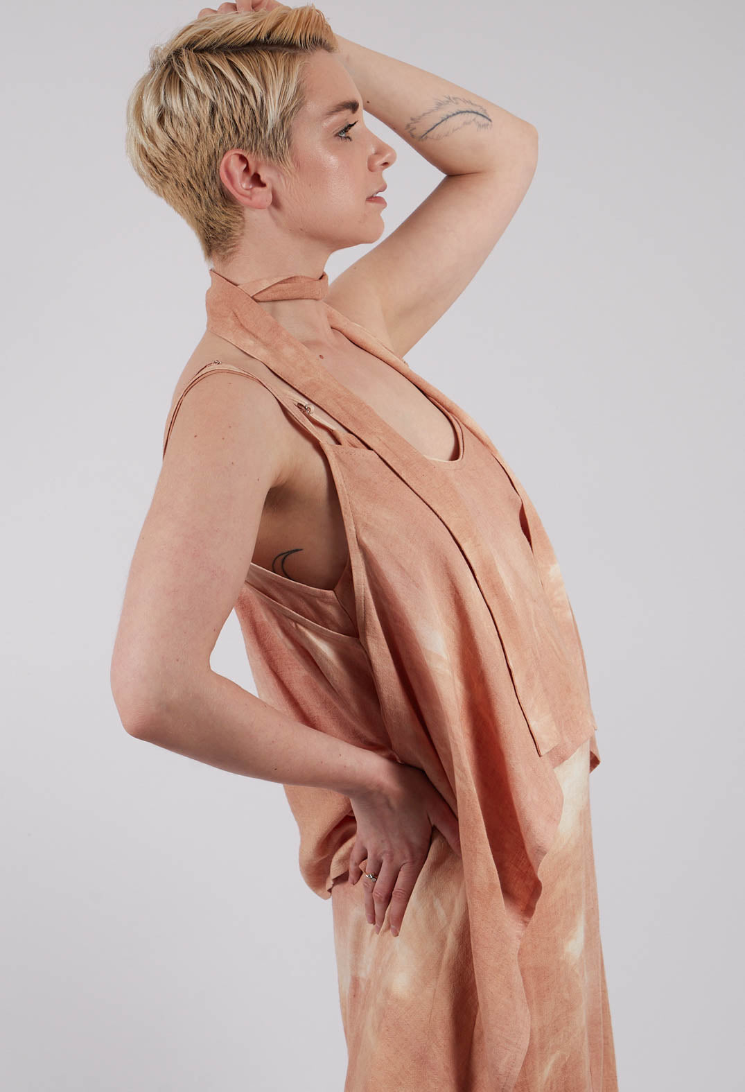 Aysmmetric Linen Tank Top in Sand
