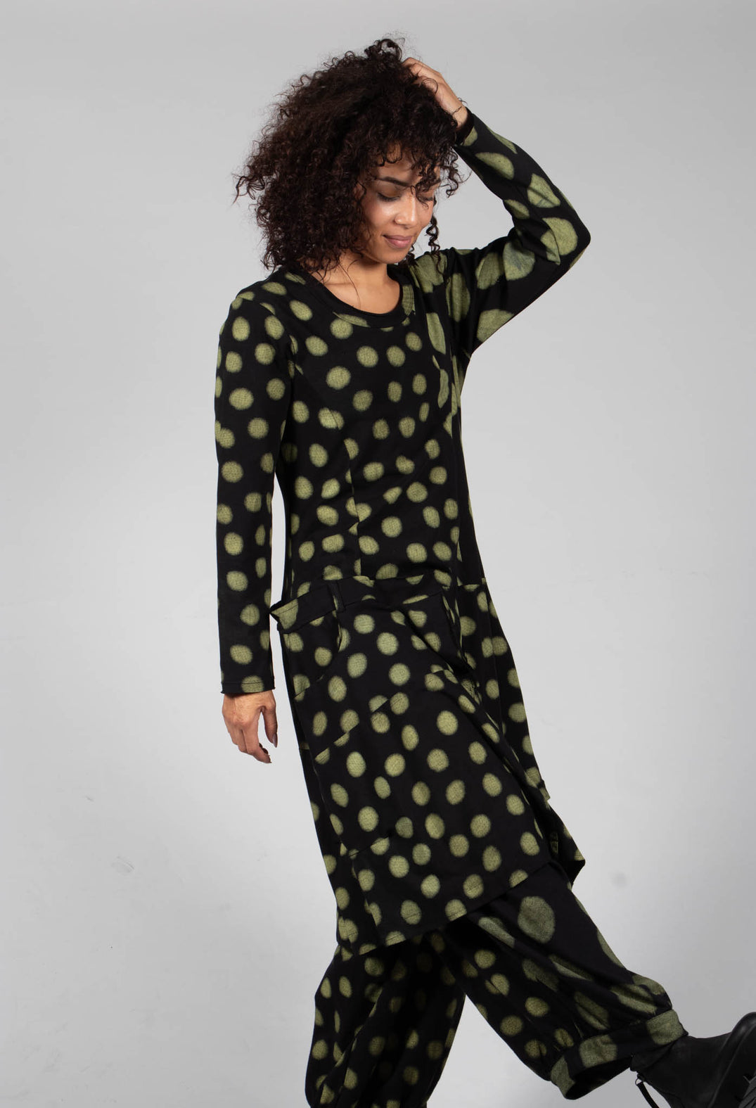 Smock Dress in Yellow Pois