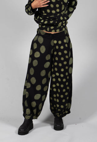 Wide Leg Trousers in Yellow Pois