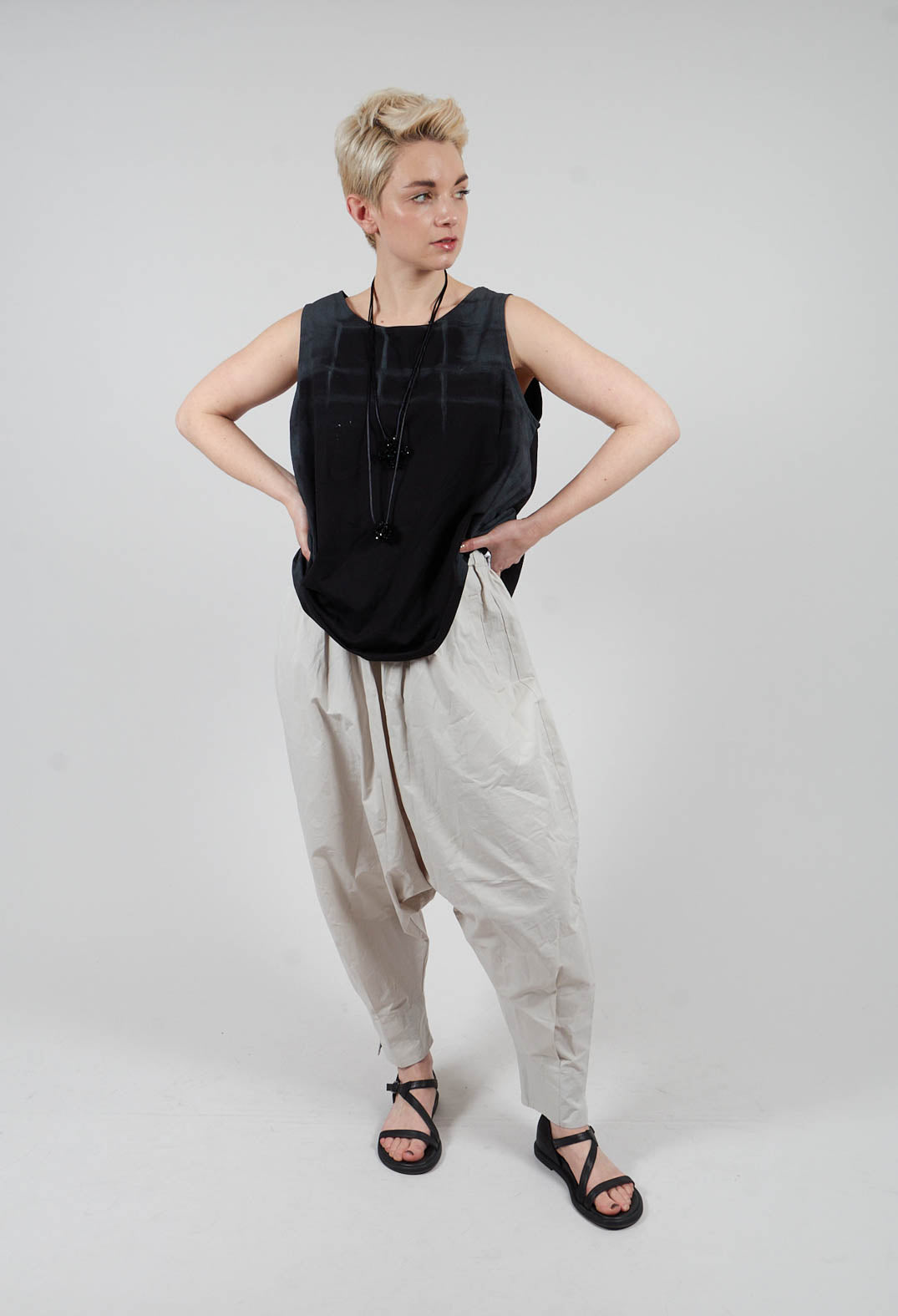Moyuru Drop Crotch Trouser in Grey | Olivia May