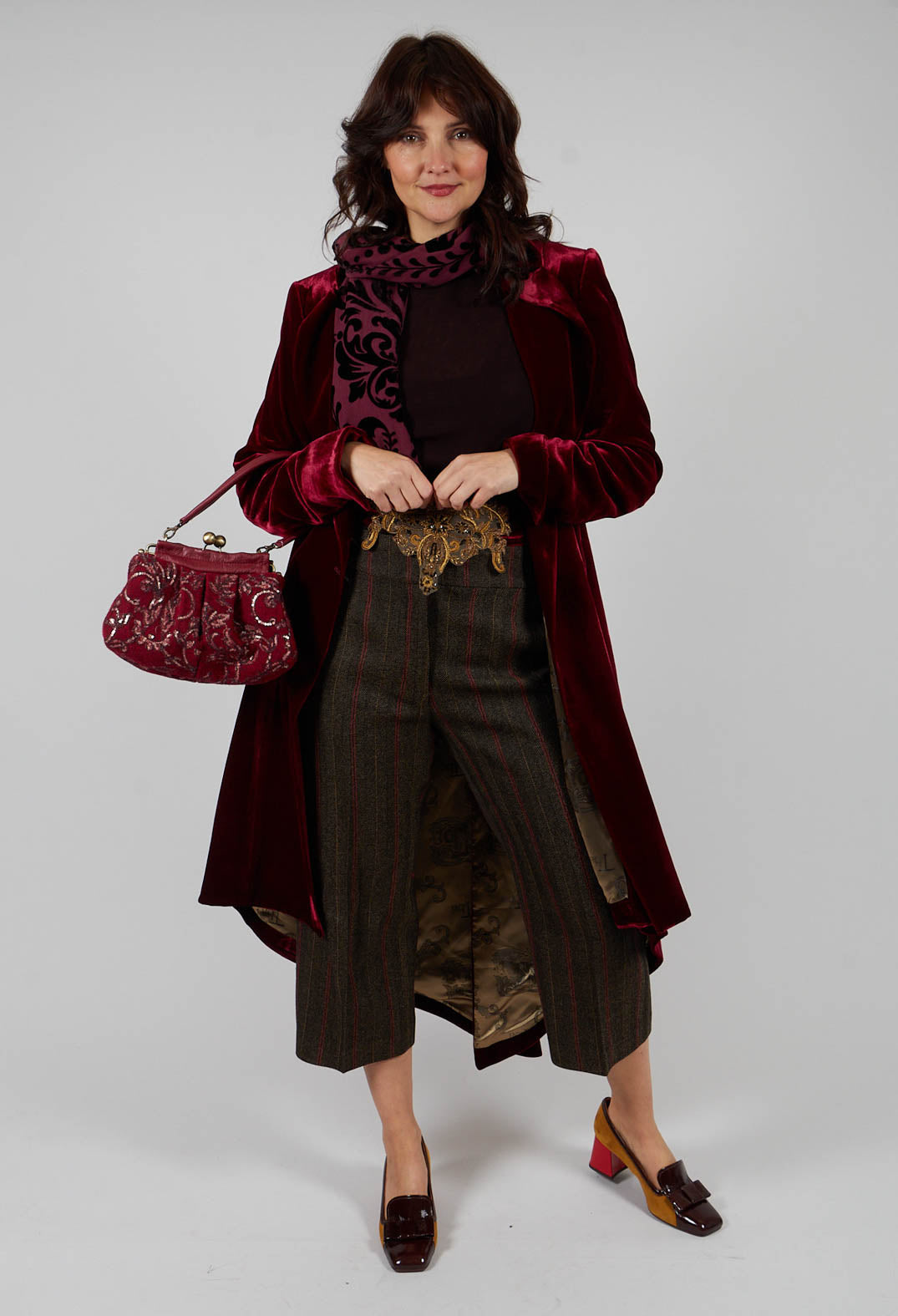 Cropped Trousers in Brown Tweed