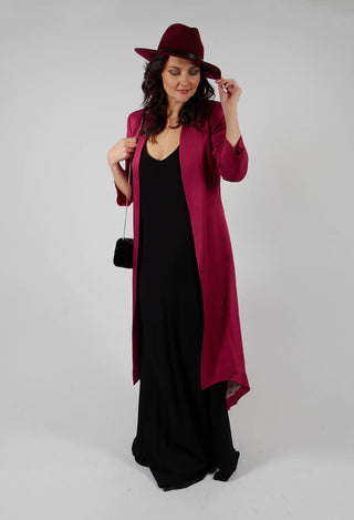 Long Tailed Open Front Coat in Bouganville Pink