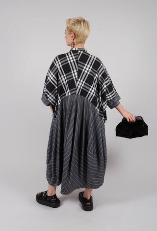 Check Shirt Dress in Black and White