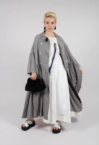 Double Breasted Coat/Dress in Blue and Beige Check