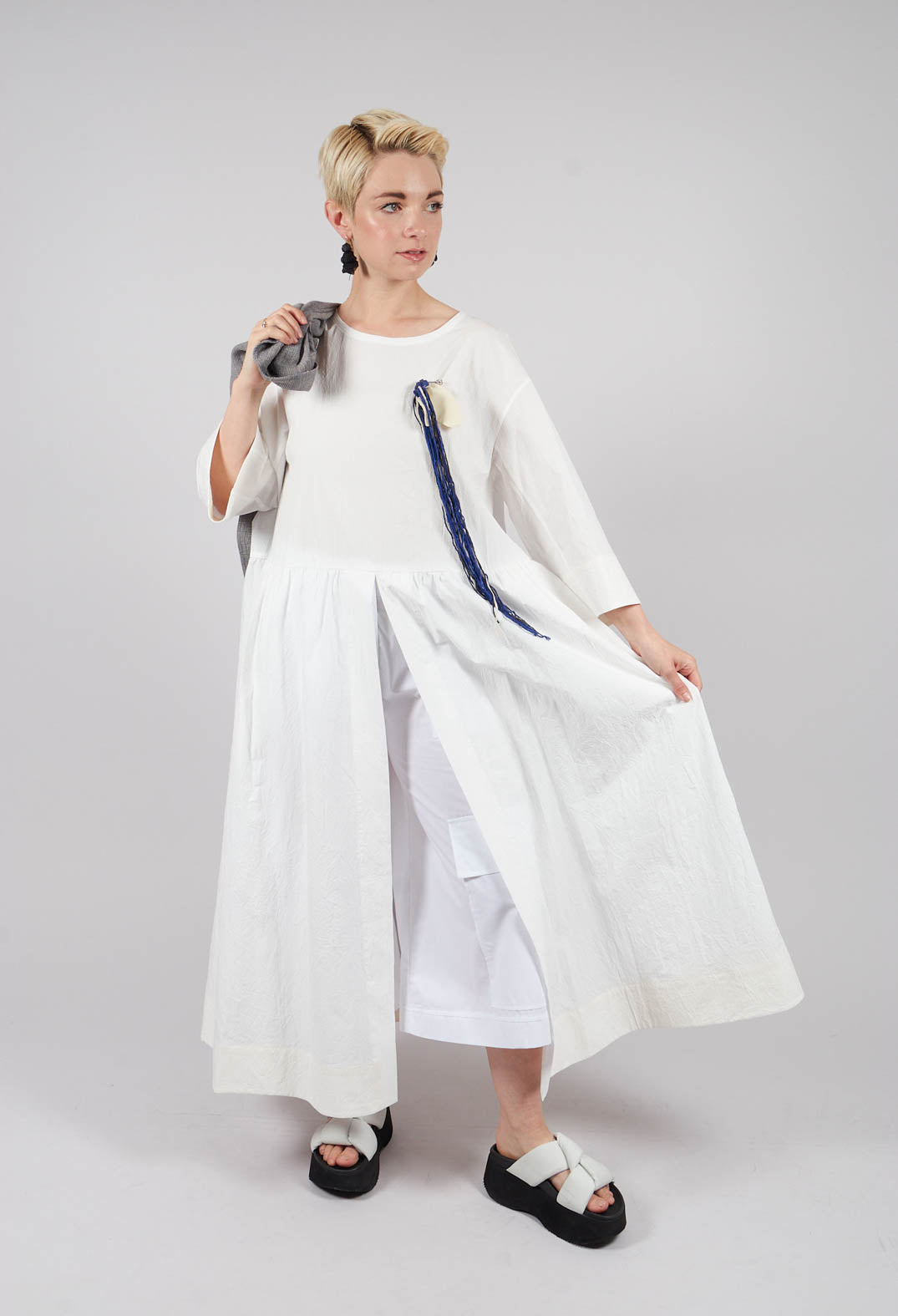 Open Tunic Dress in White