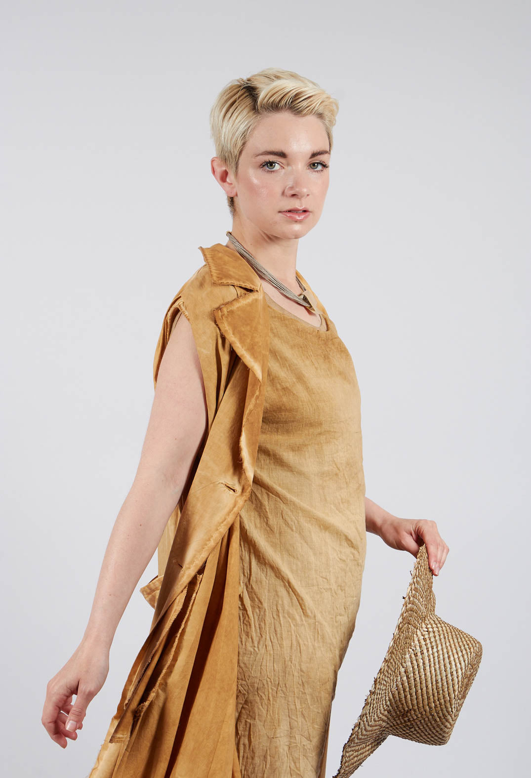 Double Breasted Gilet in Bronze Honey