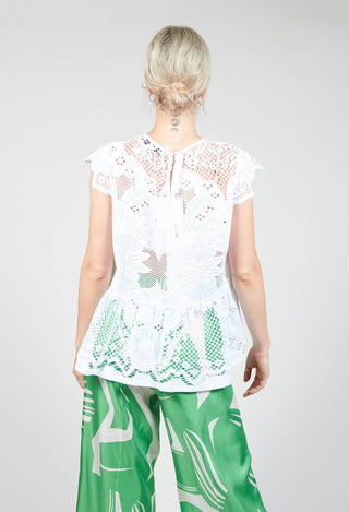lace detail top in white