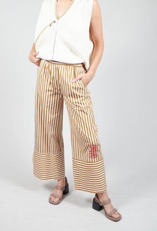 wide leg trousers in chai tea with stripes