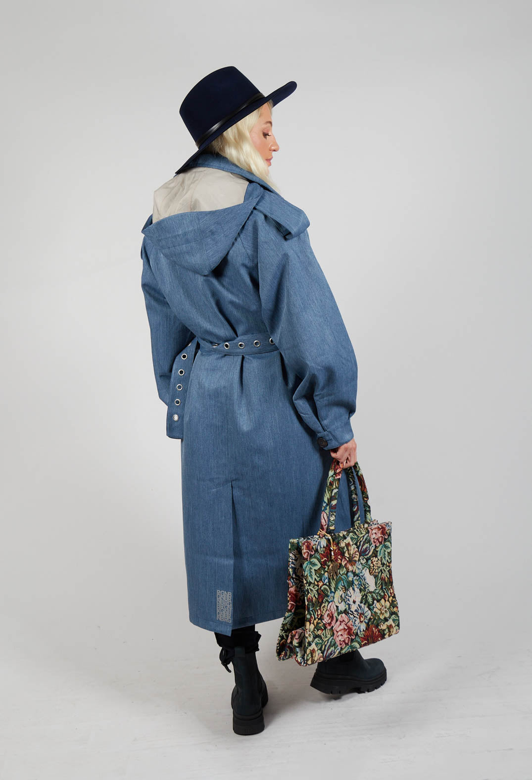 Maxi Trench Coat in Blue