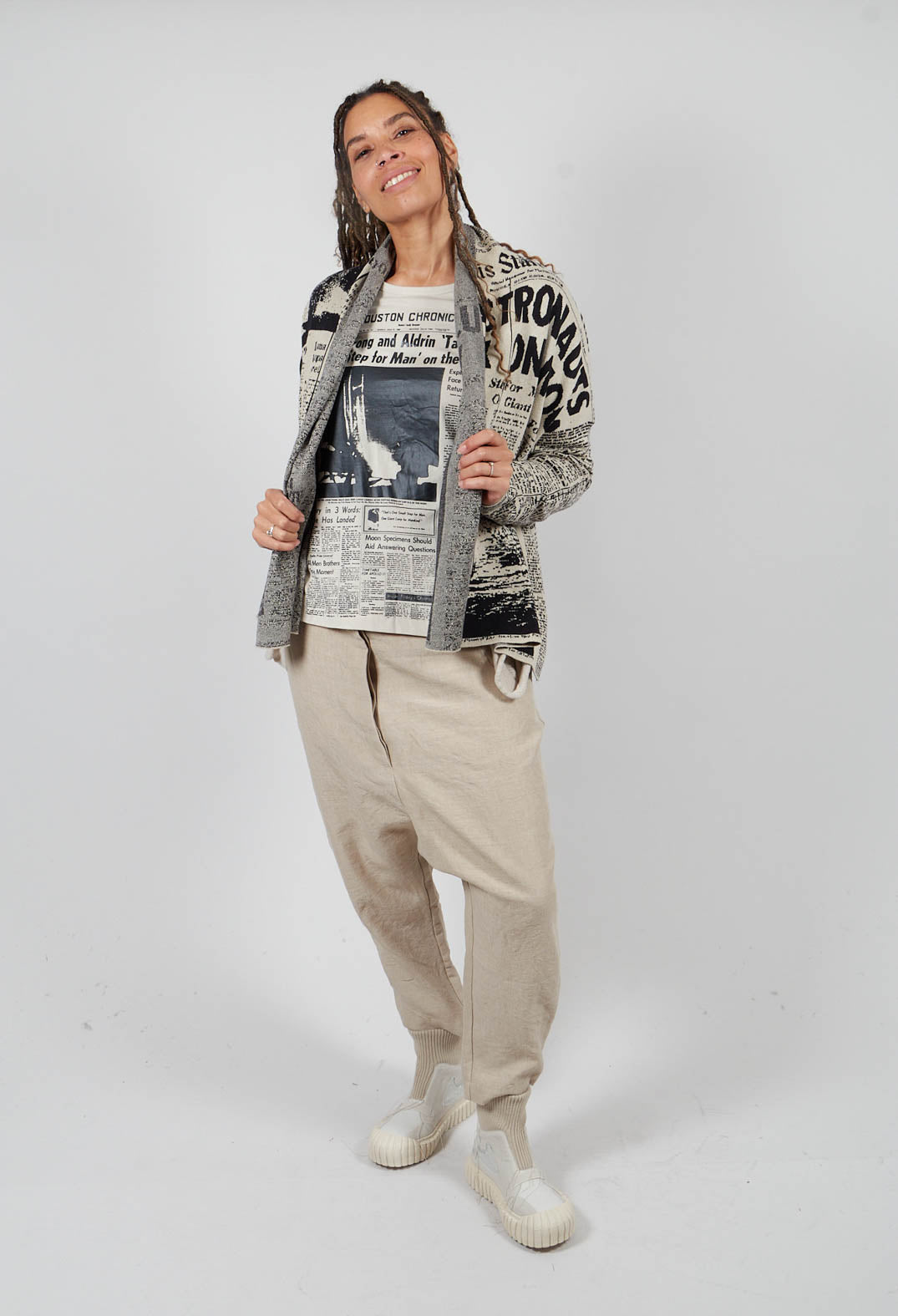 Cotton Long Sleeve Top in Eraser Print