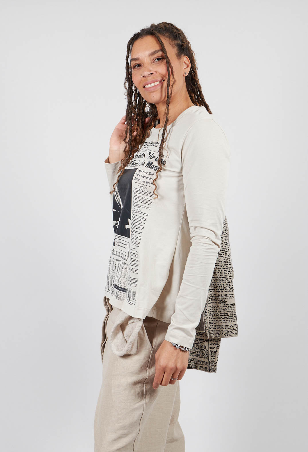 Cotton Long Sleeve Top in Eraser Print