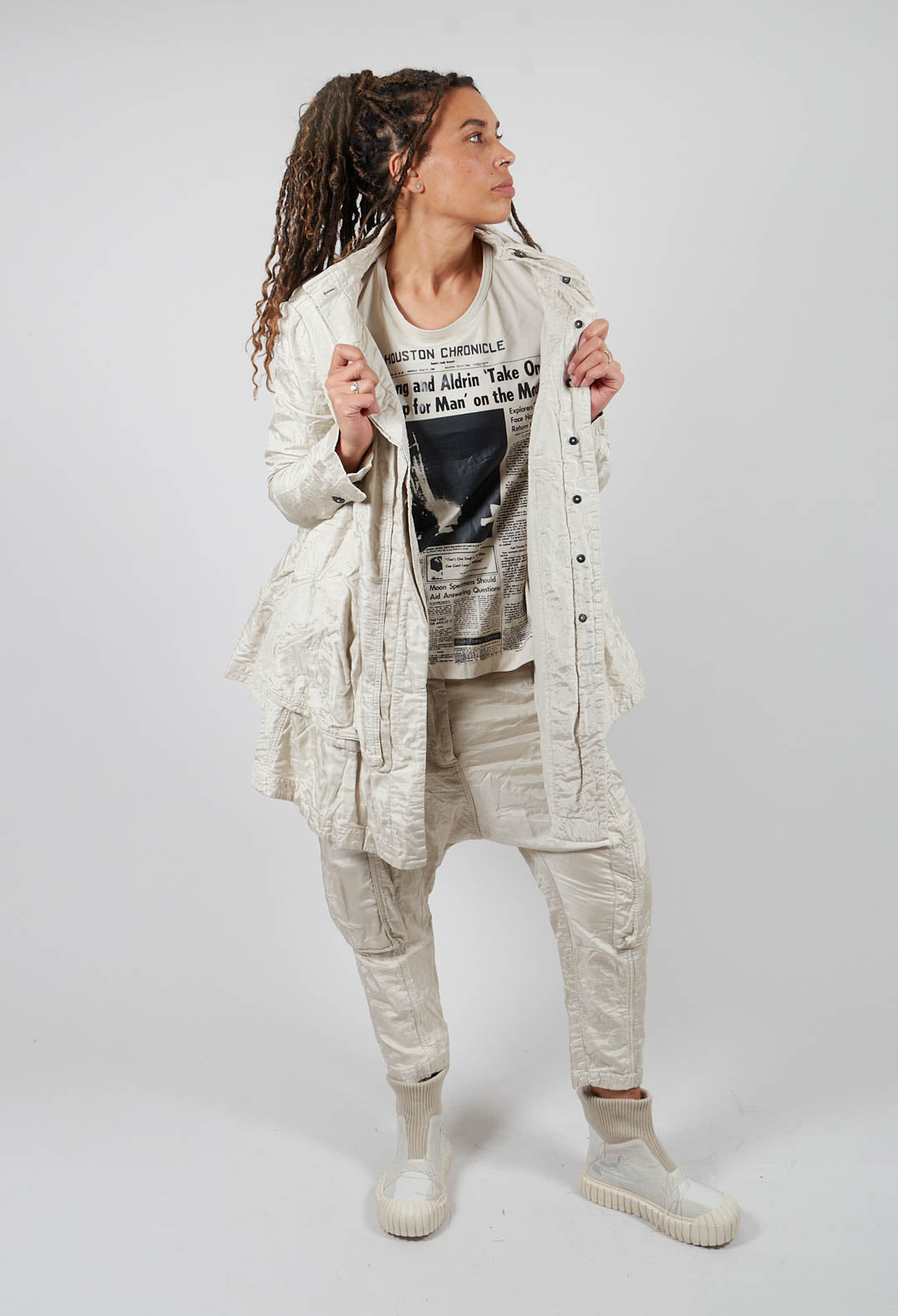 Cotton Long Sleeve Top in Eraser Print