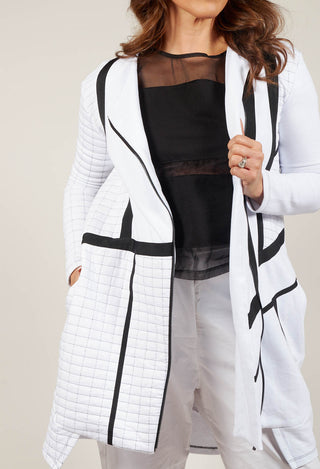 Quilted Coat with Zip Front in Bianco