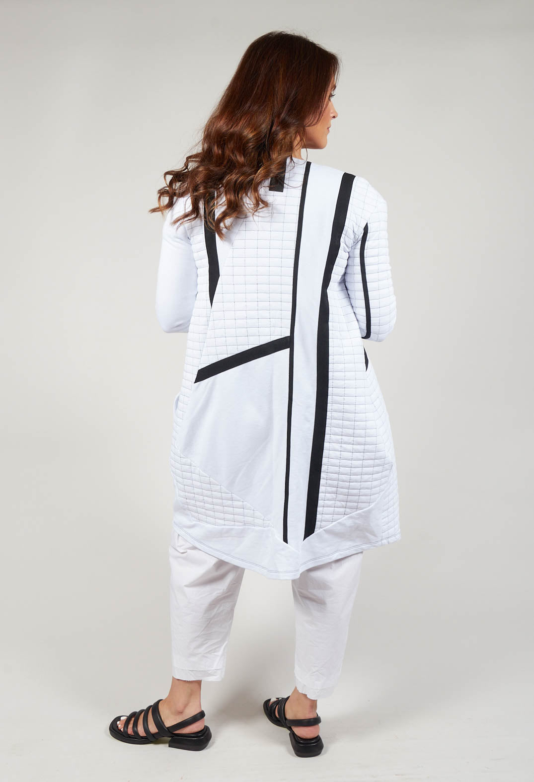 Quilted Coat with Zip Front in Bianco