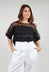 Sheer Panelled Cropped Top in Nero