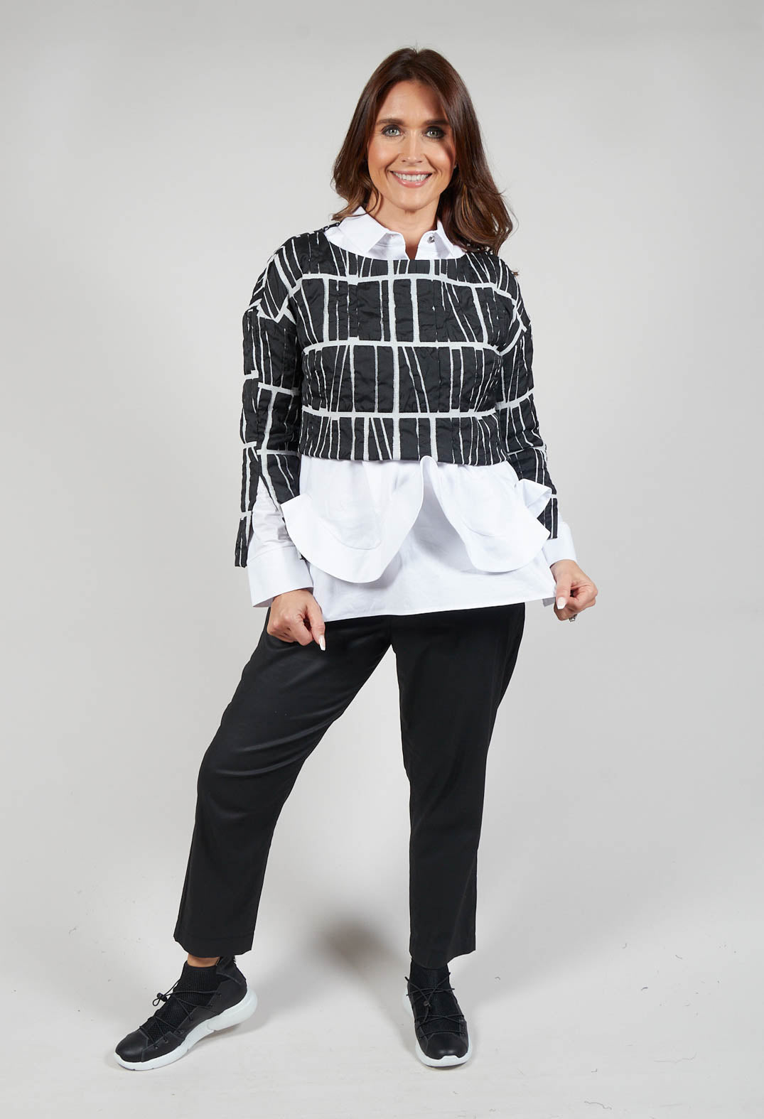 Ruffle Front Shirt in Mineo