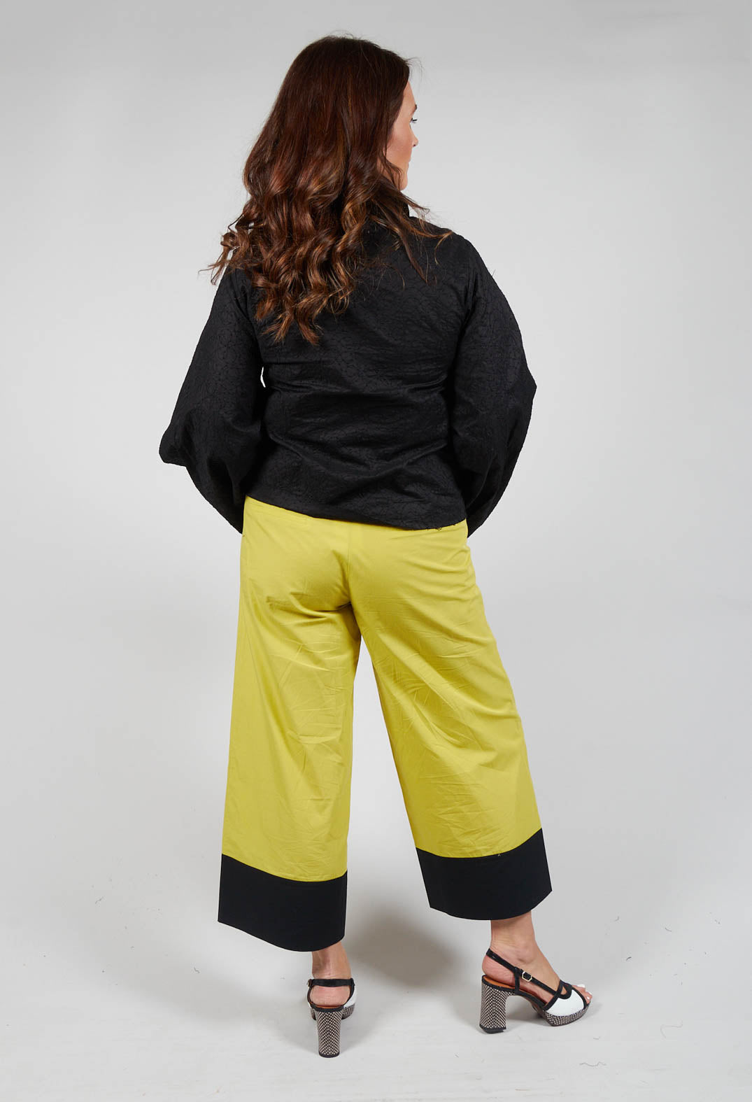 Colour Block Wide Leg Trousers in Haruna Green / Black