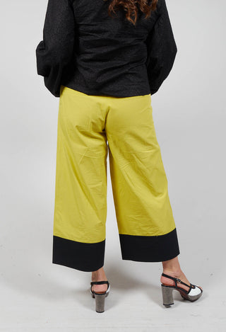 Colour Block Wide Leg Trousers in Haruna Green / Black