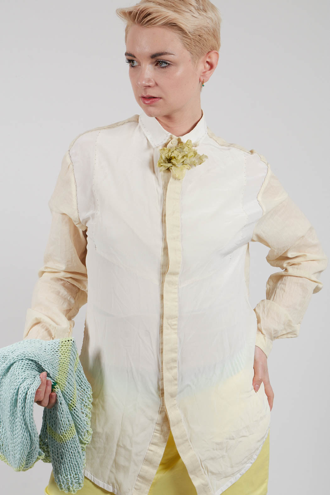Silk Shirt in Light Yellow