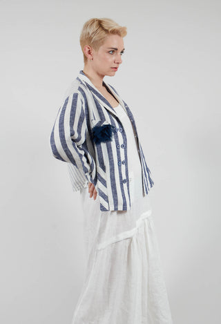 Striped Jacket with Brooch in Original Stripe