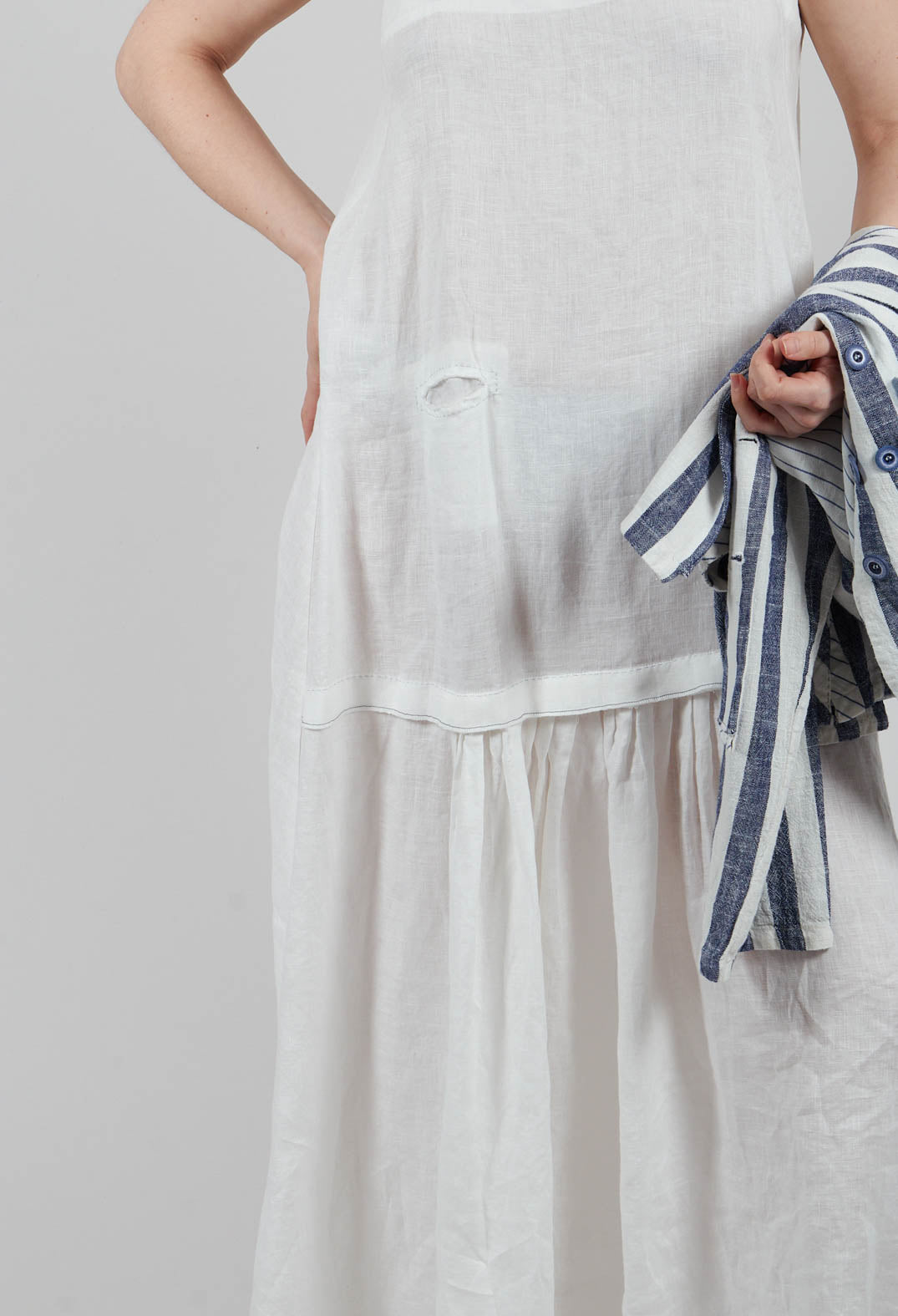 Shoestring Strap Dress in Off White