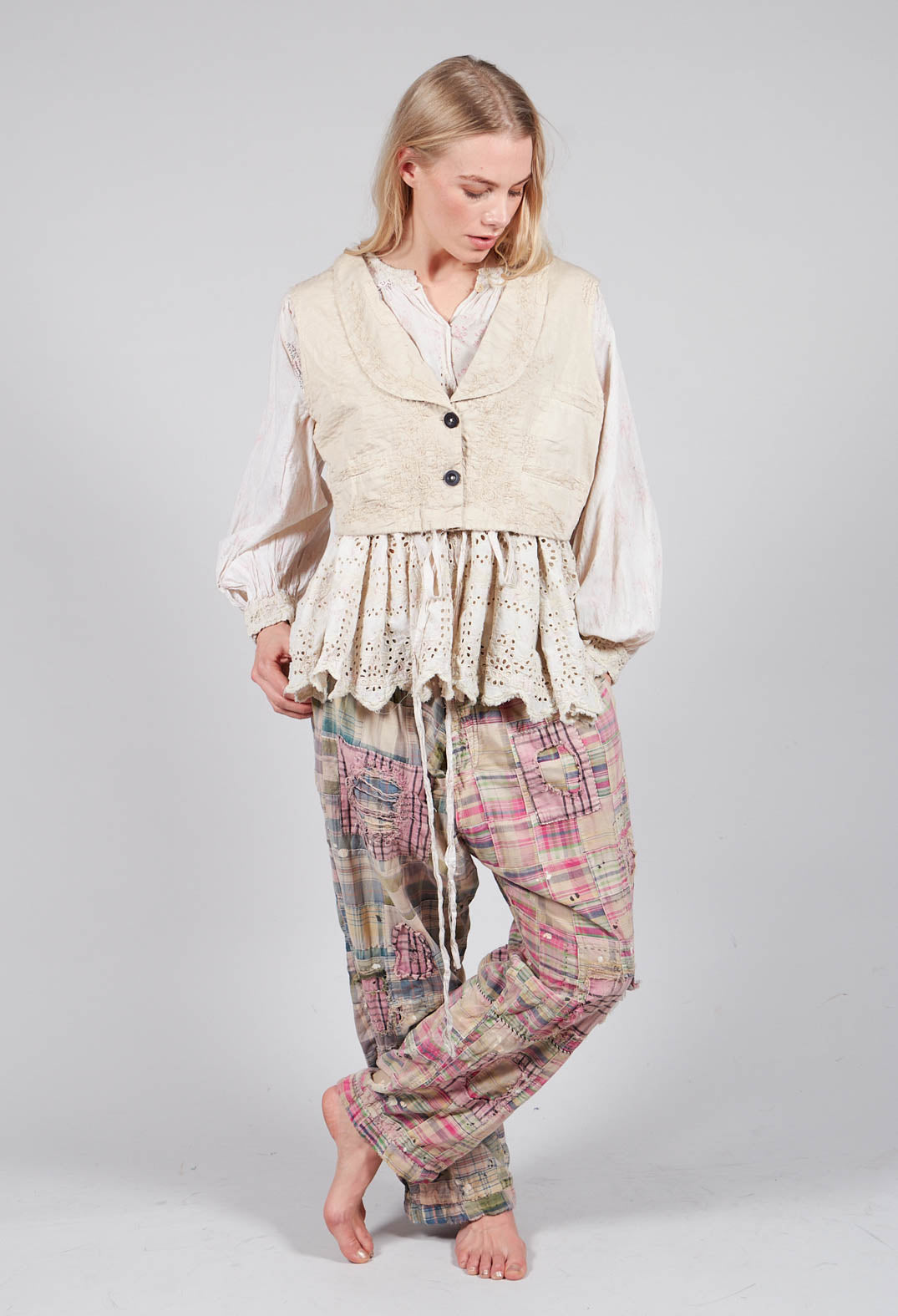 Patchwork Charmie Trousers in Madras Pink