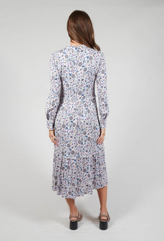 Midi Dress with Ruffle Detail in Waterflower Orchid