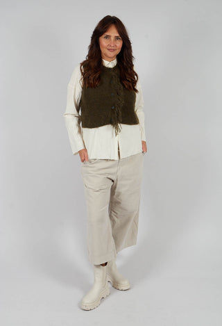 Cropped Sleeveless Cardigan in Moss Green