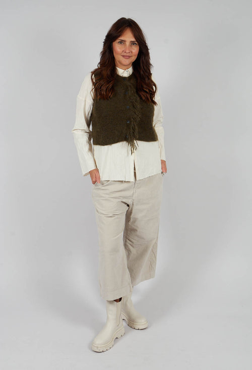 Cropped Sleeveless Cardigan in Moss Green