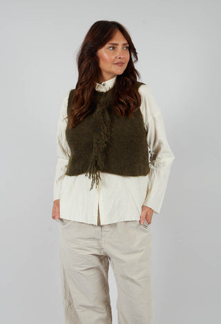 Cropped Sleeveless Cardigan in Moss Green