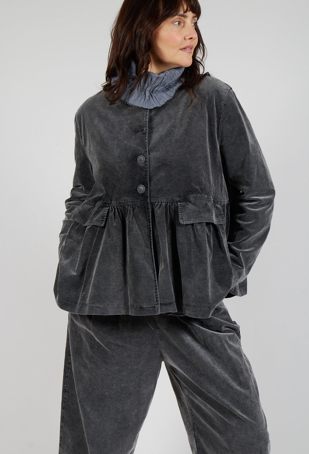 Short Structured Jacket in Pewter