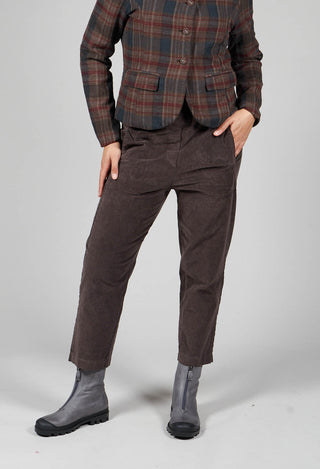 Elastic Waist Trousers with Pockets in Espresso