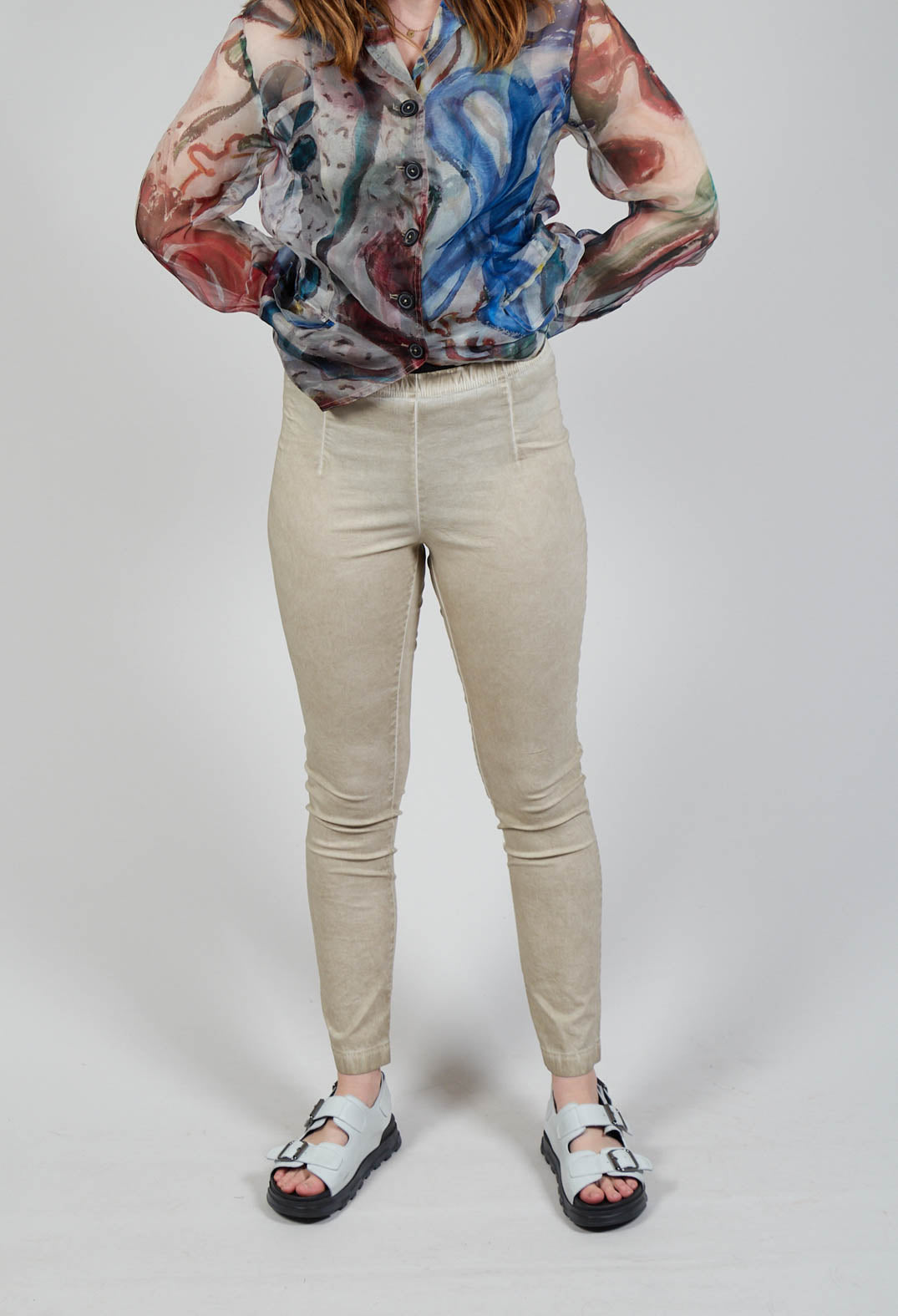 Elasticated Pants in Straw Cloud