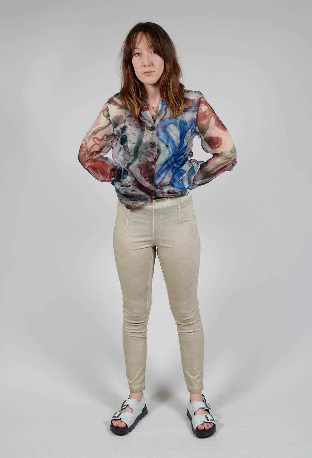 Elasticated Pants in Straw Cloud