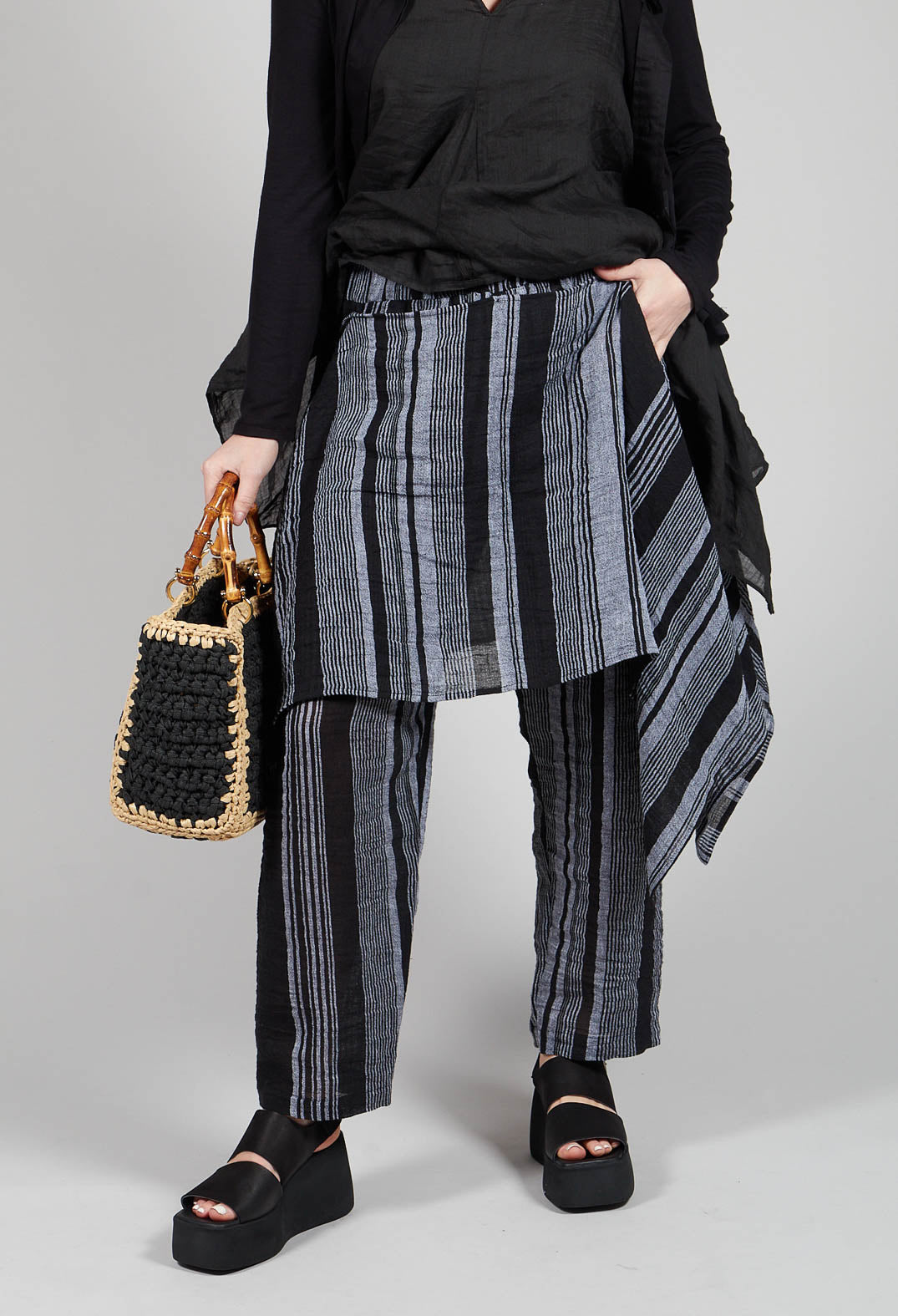 Stripe Trousers in Black and Grey