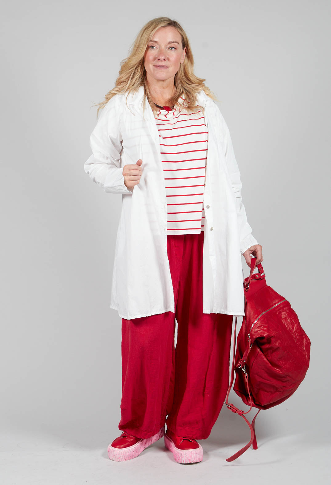 Striped Cotton Top in Rosso