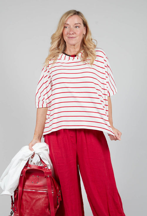 Striped Cotton Top in Rosso