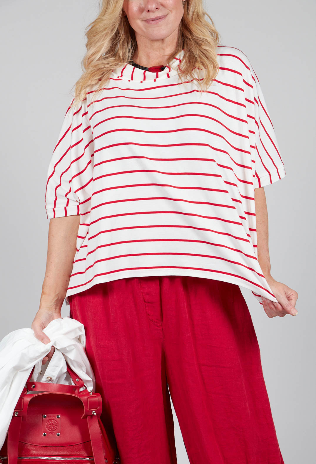 Striped Cotton Top in Rosso