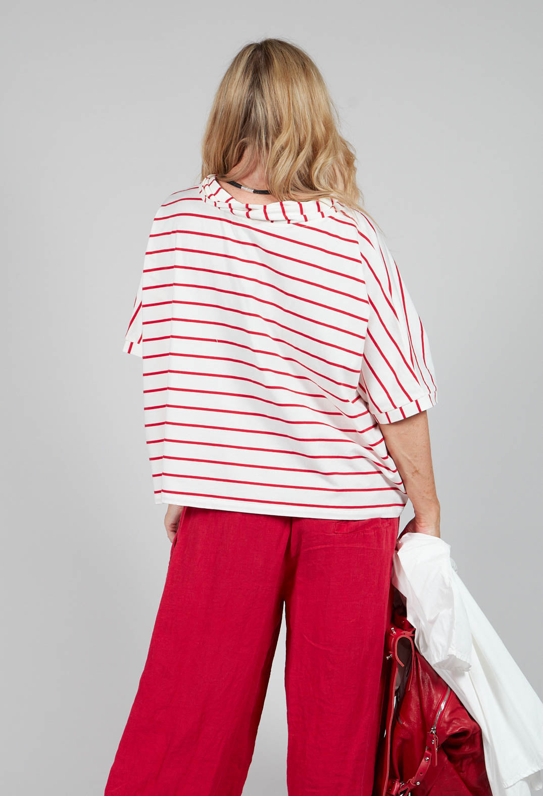 Striped Cotton Top in Rosso